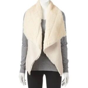 WD NY Faux Suede & Fur Vest Cream & Tan SZ L